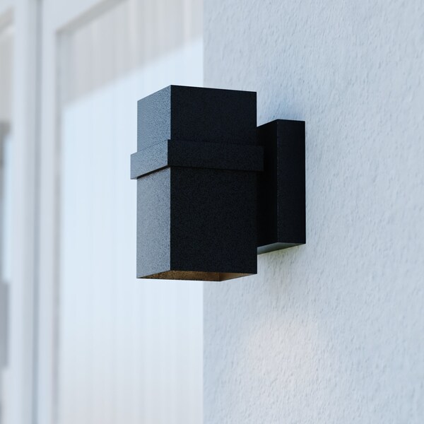 Vaxcel Lavage Aluminum 1 Light Black Contemporary Dark Sky Outdoor Wall Lamp T0660 - main